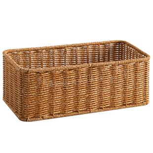 Kens仿藤编梳妆台护肤品收纳盒浴室洗漱用品整理篮茶几杂物筐