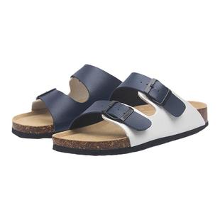 麦步伦搭扣平底软木拖鞋男女同款沙滩鞋户外增高一字扣休闲鞋夏季