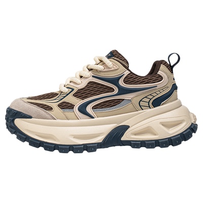 真维斯男鞋2026新款春季百搭跑步运动休闲厚底增高网面透气老爹鞋