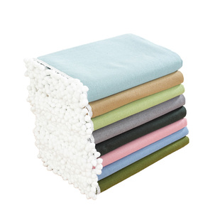 棉麻桌布ins风日系小清新纯色复古防尘盖巾茶几布书桌垫餐桌布艺