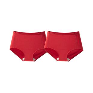 Q21新年红运80支莫代尔桑蚕丝女士内裤新年红色礼盒本命年内裤
