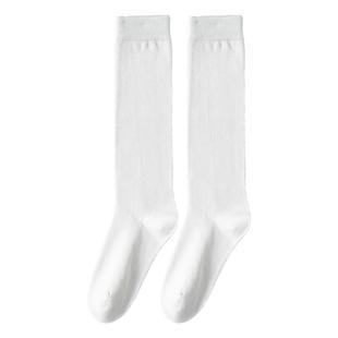 白色袜子女春秋纯色棉袜堆堆长袜显瘦学院风jk搭小皮鞋无骨小腿袜
