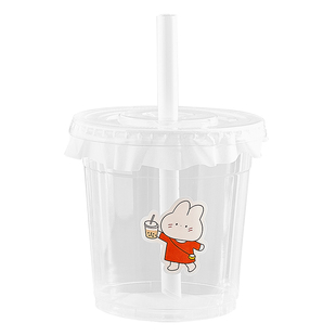 展艺一次性冷饮网红咖啡奶茶杯子带盖塑料商用打包饮料外带饮品杯