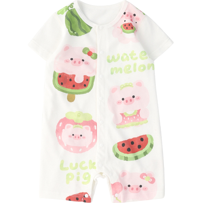 夏季薄款宝宝连体衣外出无骨哈衣