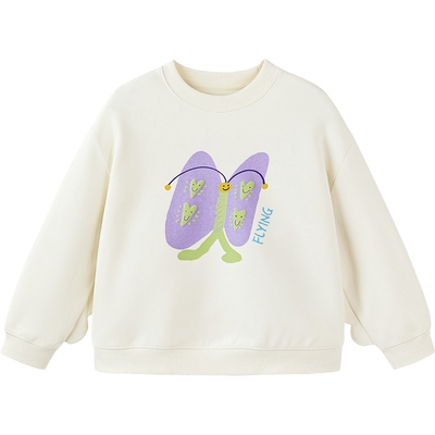 迷你巴拉巴拉女童软卫衣春新款宝宝时尚甜美立体蝴蝶长袖上衣