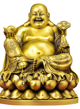 大型黄铜弥勒佛摆件大肚笑佛纯铜佛像工艺品佛堂家用供奉聚财镇宅