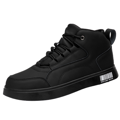 工作男鞋秋季厨房上班工作休闲劳保皮鞋纯黑厨师防水防滑中帮冬季