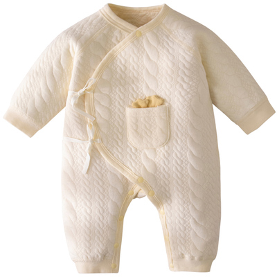 夹棉保暖，婴儿无骨连体衣