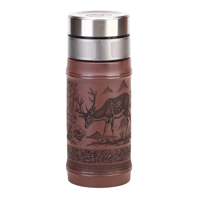宜兴纯手工双层紫砂保温杯高端茶茶杯