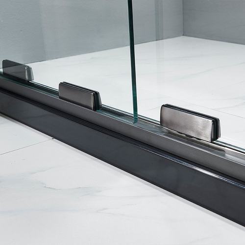 厂家批发枪灰拉丝L型淋浴房浴室玻璃隔断家用移门式不锈钢沐浴房