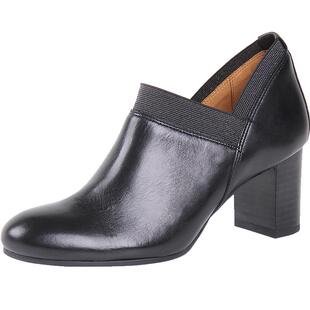 德国CAPRICE凯蝴蝶女鞋秋冬时尚高跟粗跟及踝靴真皮V口单靴24491