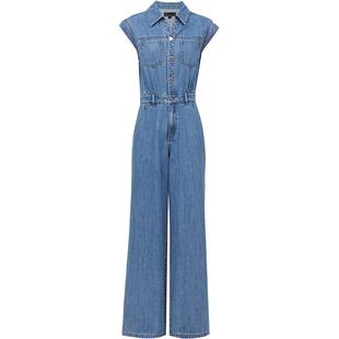 Vero Moda牛仔裤女2026春季新款含棉莱赛尔背带小盖袖口袋连体裤