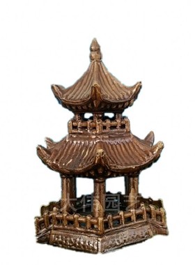 仿古中式凉亭子盆景配件吸水石假山摆件微型景观鱼缸水族造景装饰