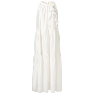 歌莉娅无袖挂脖连衣裙女夏季淡人穿搭好看丁达尔裙子绝美度假长裙