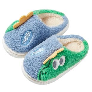 儿童棉拖鞋男孩冬季小孩室内家居男童拖鞋包跟防滑秋冬宝宝毛拖鞋