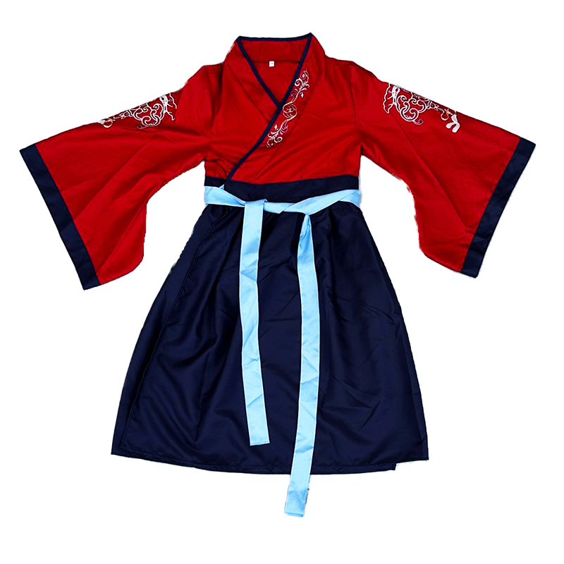 兒童國學(xué)服男童古裝連體開襟漢服研學(xué)游服孔子表演服開學(xué)禮演出服