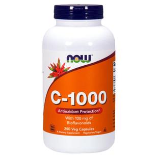 维生素C1000mg含生物类黄酮添加芦丁免疫250粒美国直邮Now Foods