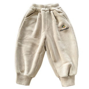 小黄鸭男童加绒裤子冬季儿童加厚休闲裤一体绒宝宝保暖灯芯绒长裤