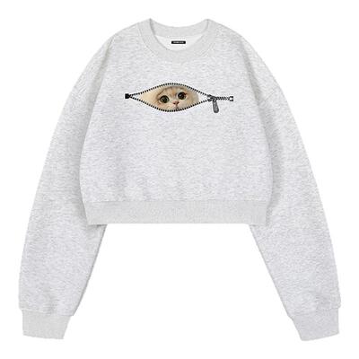 i.t GROUNDZERO国潮牌2025秋季新款小猫印花黑色纯色长袖卫衣上衣