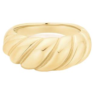 欧美ins博主同款 超火个性牛角包戒指保色宽面陨石质感指环女时髦