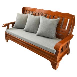 亚麻坐垫实木沙发坐垫子35D45D加硬海绵坐垫四季通用含布套定制