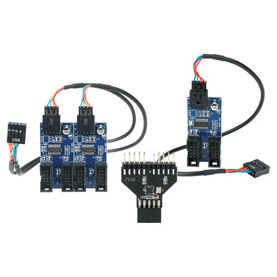 主板USB2.0扩展线路板一分二9针9PIN一分四HUB电路usb2.0转接头