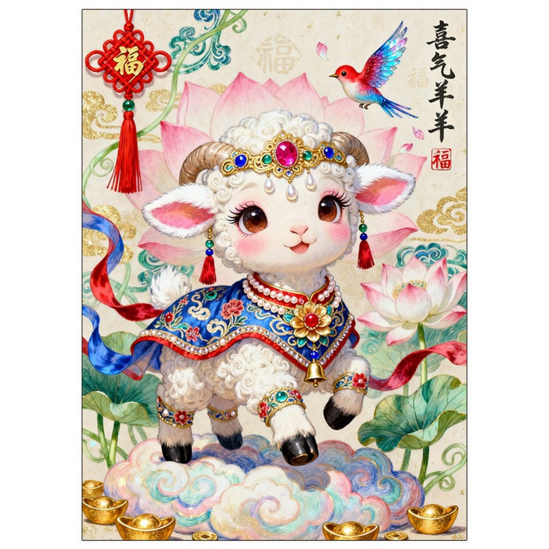 喜气洋洋十字绣卡通可爱绵羊宝宝