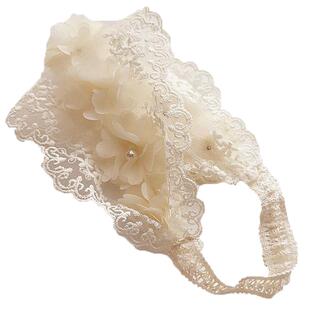 夏季婴儿护囟门帽发带蕾丝花朵女宝宝头饰新生薄款公主头花防受凉