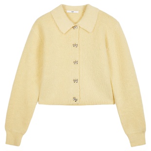 SLY2025冬季新品温柔风软糯泡芙蝴蝶结纽扣针织开衫030IA470-2651