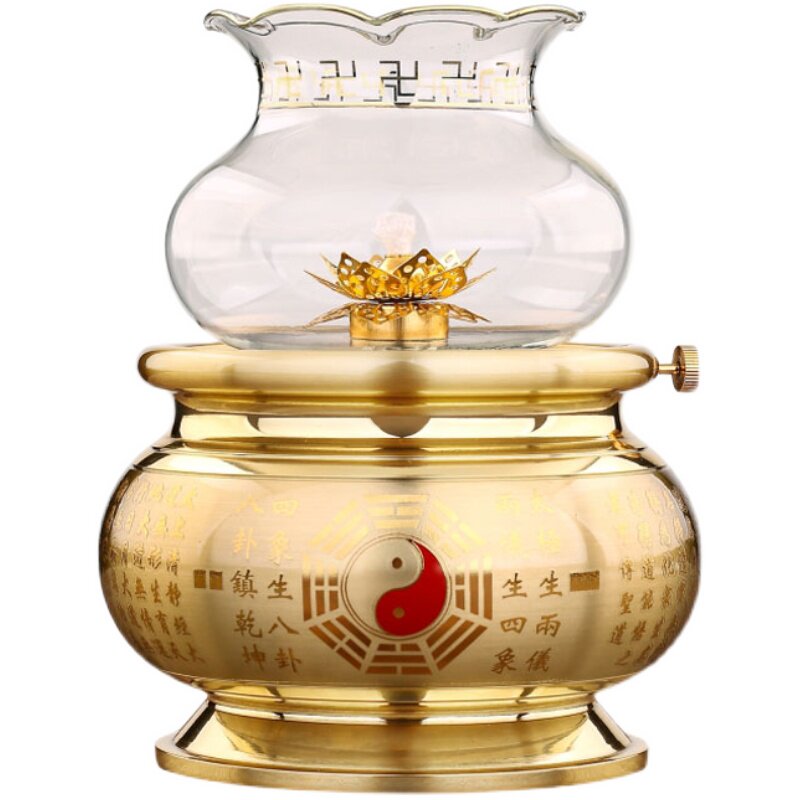 纯铜八卦莲花供佛酥油灯盏仙堂口财神液体防风佛前长明灯座道家用