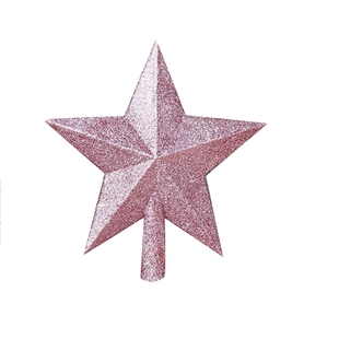 圣诞树顶星装饰粉色金色银色松树顶部挂饰金粉五角星配饰立体配件