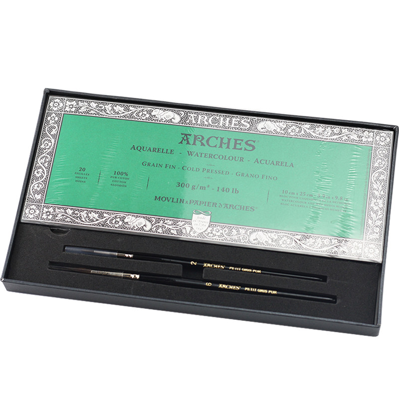 包邮 进口ARCHES法国阿诗水彩本185克 300g 中粗四面封胶20页水粉