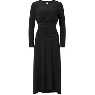 【赛马会】LK BENNETT黑色气质连衣裙女修身抽褶不规则裙摆长裙