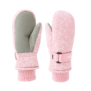李宁儿童滑雪手套保暖玩雪女童防水冬季加绒加厚男童小孩防风防寒