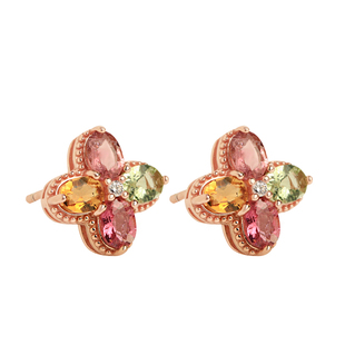 小银匠天然碧玺纯银四叶草耳钉女新中式水晶旺财高级彩宝耳饰耳环