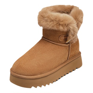星期六内增高羊皮毛一体雪地靴女2025年冬季新款防滑保暖真皮棉鞋
