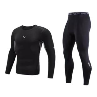 维动健身套装男士冬季加绒保暖运动跑步篮球紧身衣压缩裤子训练服