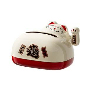 招财猫纸巾盒家用客厅桌面大容量弹簧抽纸盒创意可爱餐纸巾收纳盒