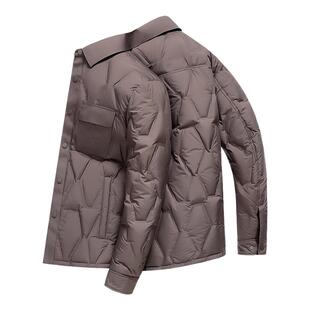 马克华菲休闲翻领轻薄羽绒服短款2025秋冬新款潮流外套男通勤上衣