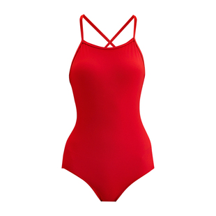 RB纯色防透连体竞速游泳衣女款高级感2026新款绝美泳装游泳馆专用