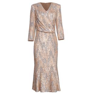 创意狐主持人礼服女轻奢小众高端日常可穿礼裙亮片连衣裙公司年会