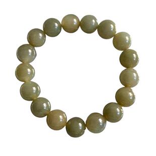 缅甸A货翡翠糯化种手串黄翡黄色橄榄黄圆珠小手串11.7mm一物一证