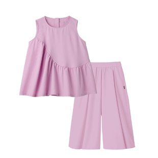 26春季新品happynocnoc[空气凉感]女童无袖上衣阔腿裙裤度假套装