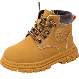 英贝米尼男童马丁靴秋冬加绒儿童靴子宝宝短靴保暖女童鞋子雪地靴