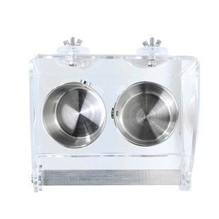 鹦鹉防溅鸟内挂食盒防撒喂水器亚克力透明双碗不锈钢食槽玄凤牡丹