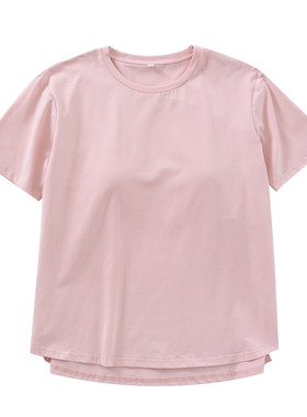 莱卡棉女士短袖带胸垫家居服上衣