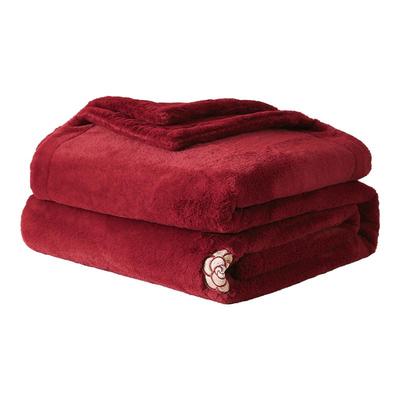 水星家纺婚庆毛毯午休毯子保暖空调毯秋冬厚家用沙发毯结婚盖毯