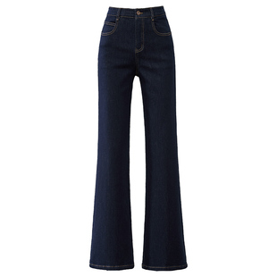 逸阳加绒保暖复古微喇叭牛仔裤女2025年秋冬季新款显瘦筒喇长裤子