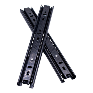 35宽12厚茶几橱柜办公桌家用抽屉滑轨滑道导轨冷轧钢黑色三节轨道