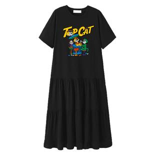 连衣裙显瘦遮肚微胖纯棉宽松大码长裙夏绝美小裙子女新款夏季t裙